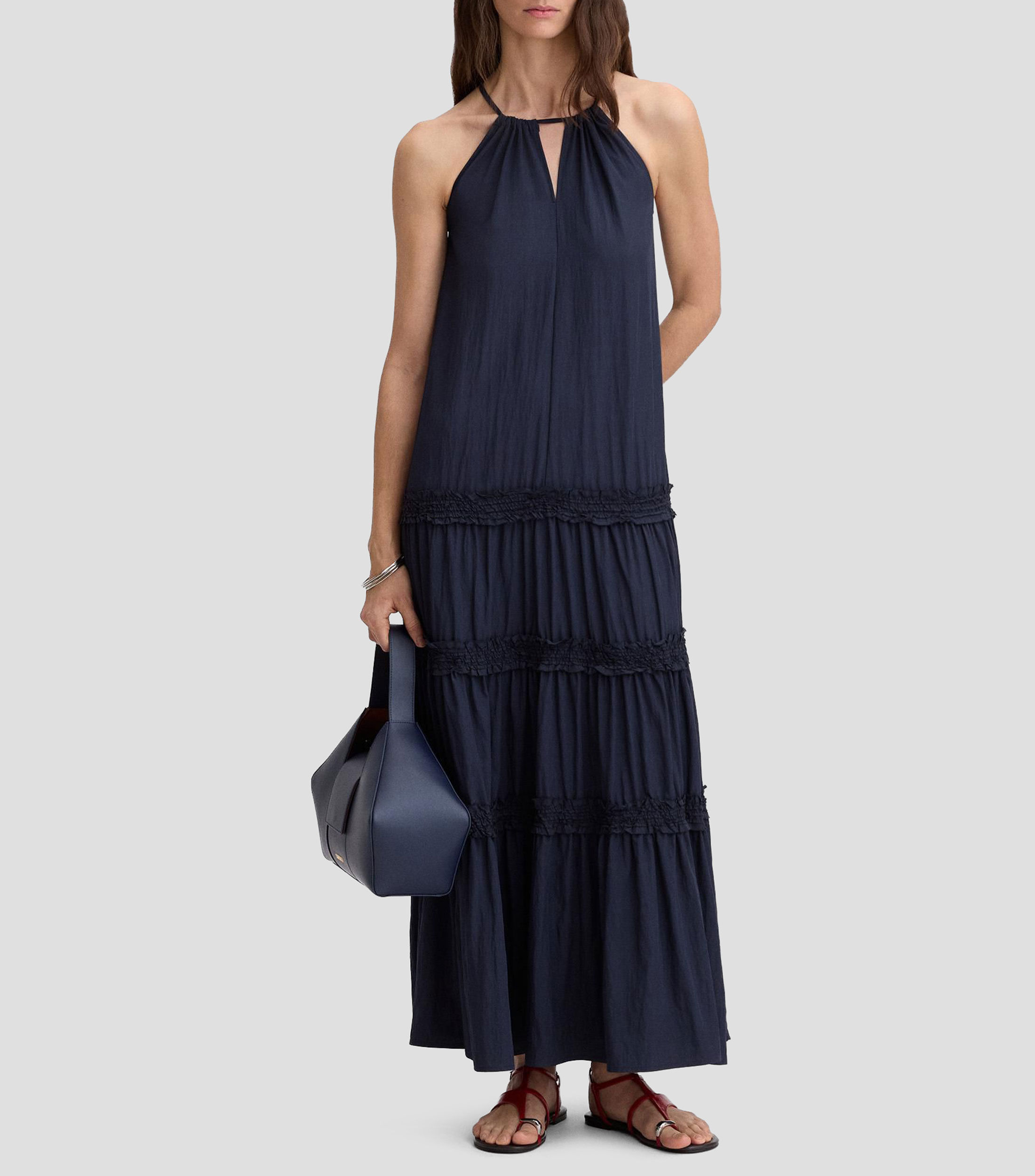 Vestido largo liso Mujer